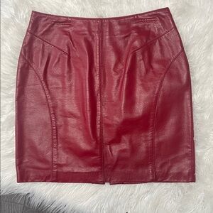 Danier Red Leather Mini Skirt